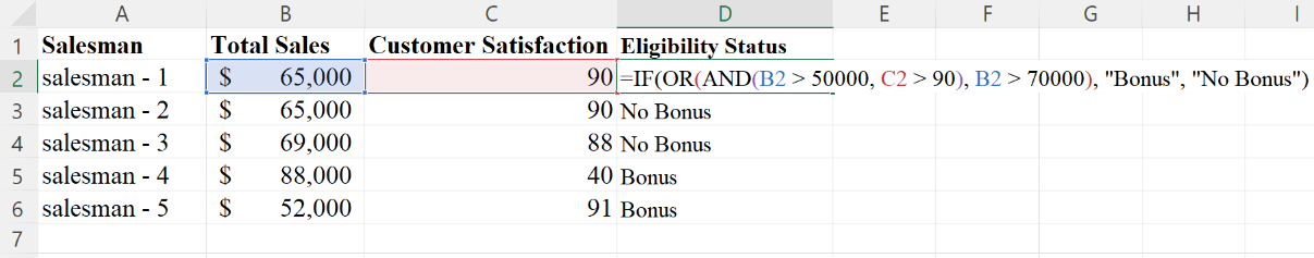 IF AND OR Function Combined